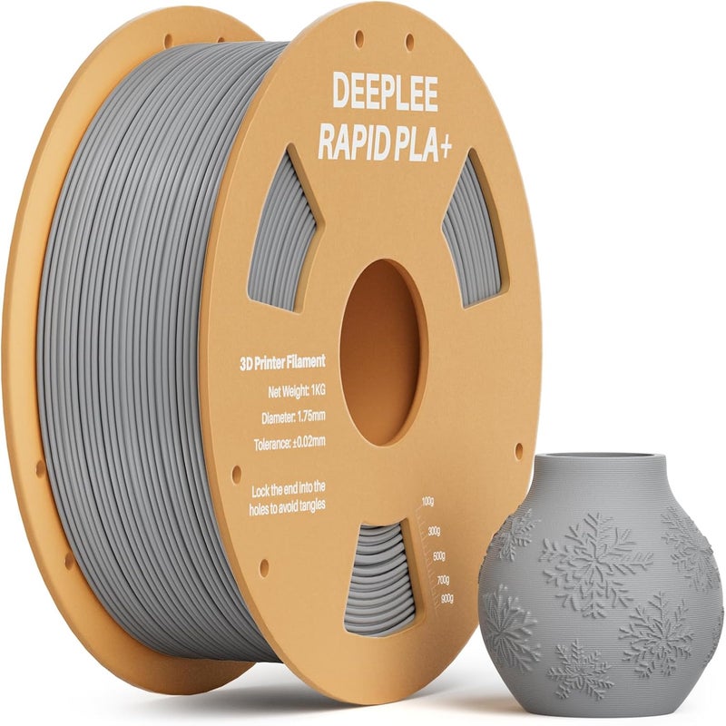 Deeplee Rapid PLA Plus Filament 1.75mm, High Speed 3D Printer Filament Up to 600mm/s, PLA+ Filament Dimensional Accuracy +/- 0.02 mm Fits Most FDM 3D Printer, Cardboard Spool Gray 1kg - Image 1